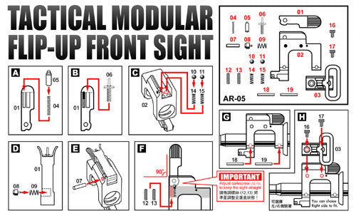 Real Type - Tactical Modular Flip Up Front Sight